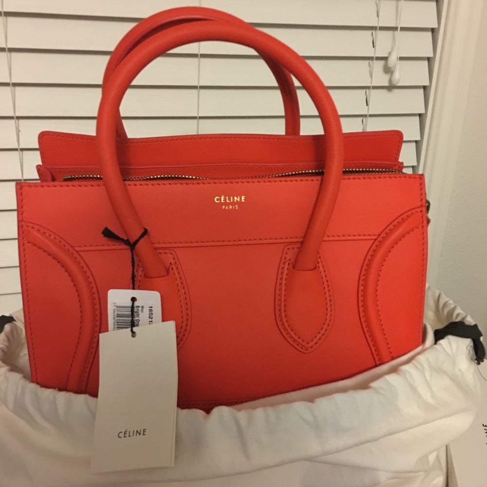 Celine mini luggage - smooth leather - orange !